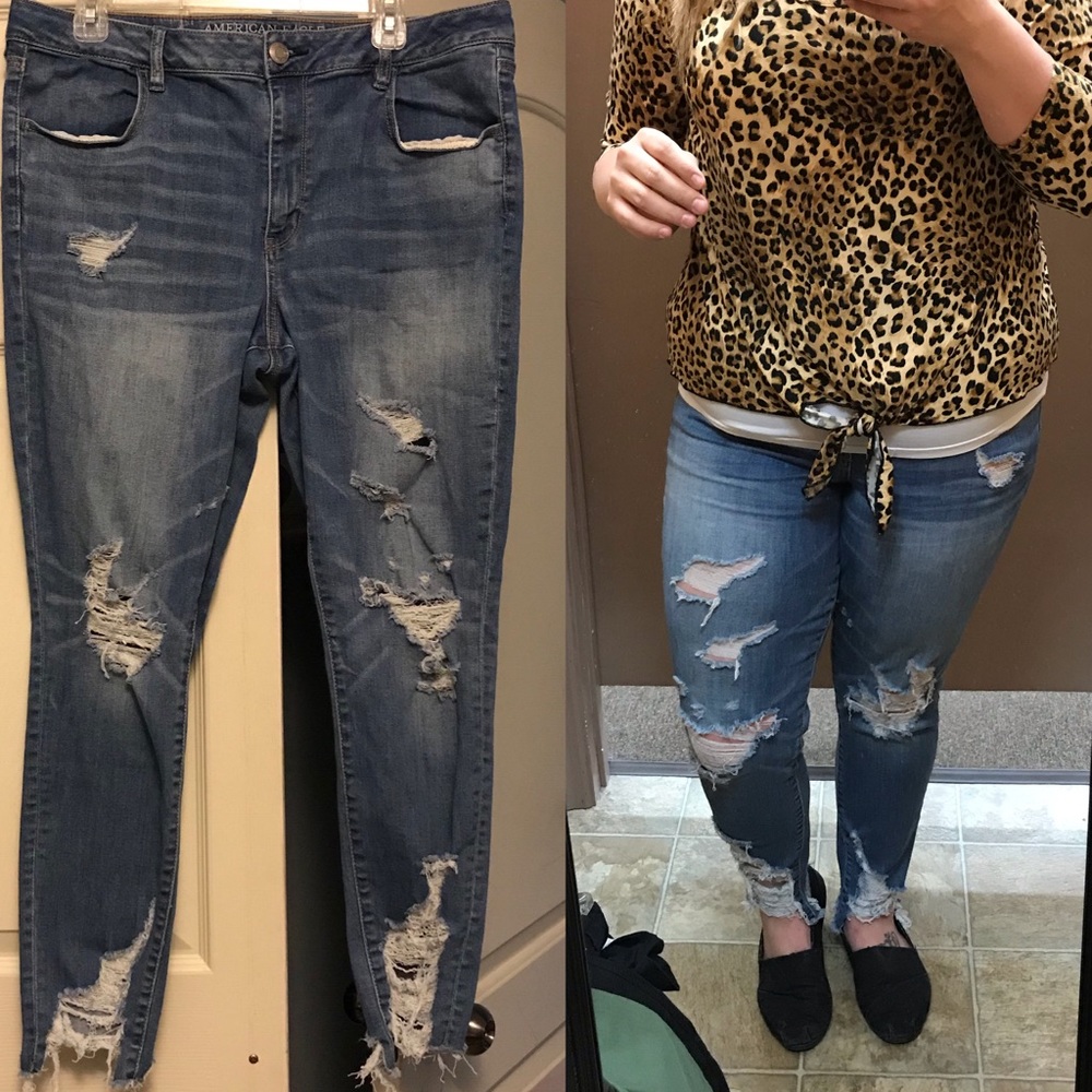 Distressed American Eagle Jeans High Rise Jeggings